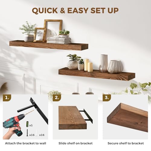 Solid Wood Floating Shelves (2 Count)