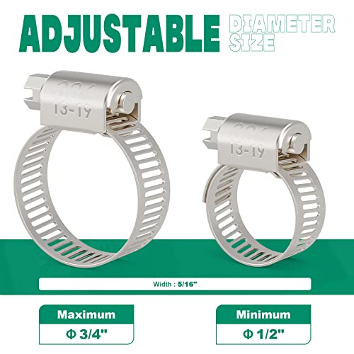 24PCS Hose Clamps Stainless Steel Adjustable 1