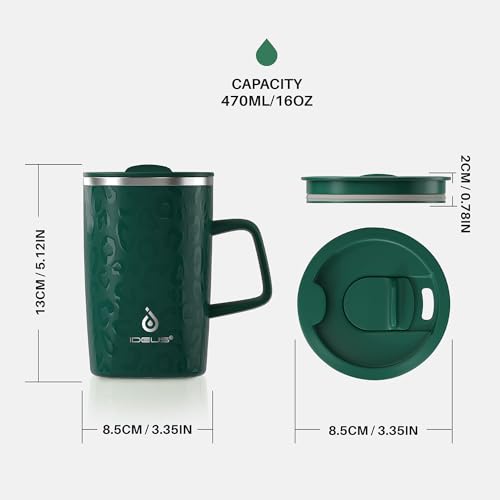 16 oz Insulated Coffee Mug with Lid and Handle