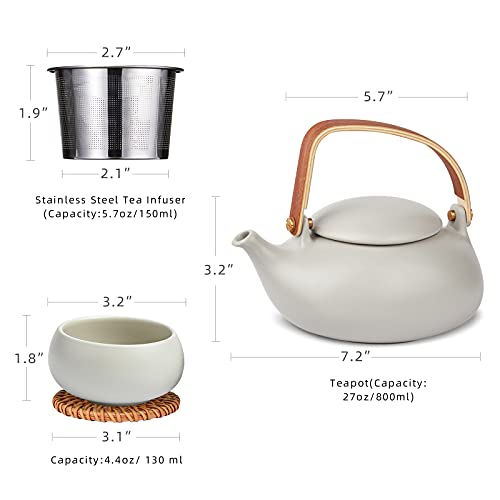 Japanese Teapot Set with 4 Cups