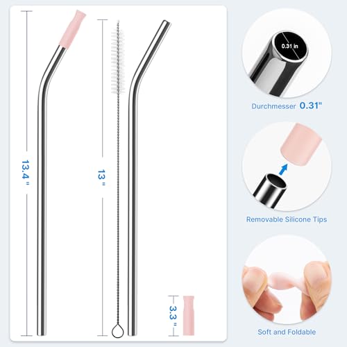 Repeatable Metal Straw with Silicone Tips for 40 oz Stanley Tumbler
