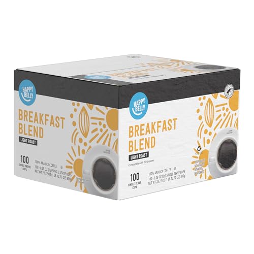 Amazon Brand Happy Belly Light Roast Coffee Pods (100 Count)