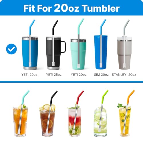 Metal Straws with Silicone Tip for 20 oz YETI Tumbler (4 Count)