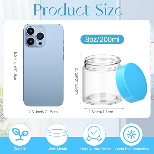 4 Pcs Plastic Jars Wide Mouth with Lids (4 Count)