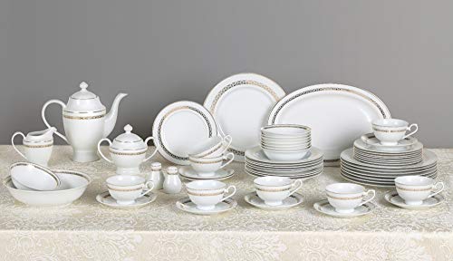 Stylish and Elegant 57 Pieces Bone China Dinnerware Set Service for 8 People