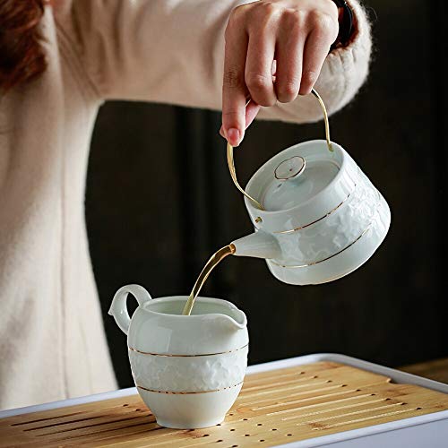 Tea Set Personality Tea Set Red Glaze Black Handle Oblique Teapot Oblique Teacup 10 Ceramic Tea Set Gift Box
