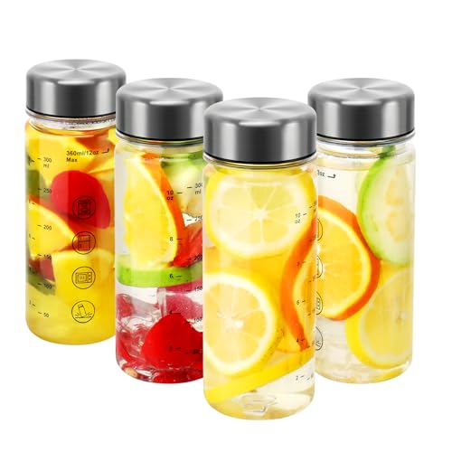 4 Pack Plastic Juice Bottles with Caps (4 Count)
