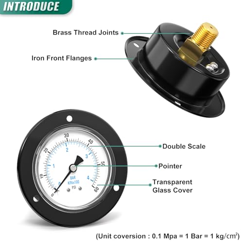 0 60PSI Black Front Flange Panel Mount
