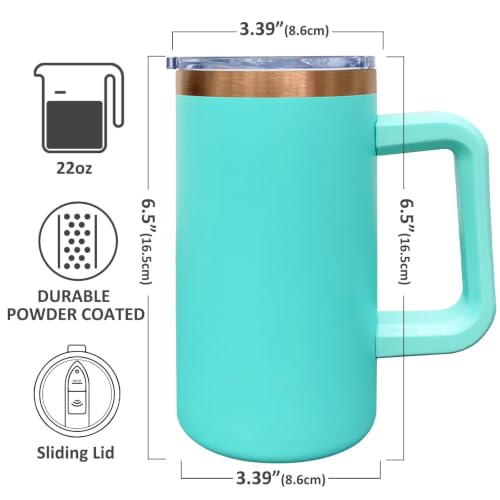 22oz Insulated Coffee Mug Bulk with Handle and Lid Mint Green