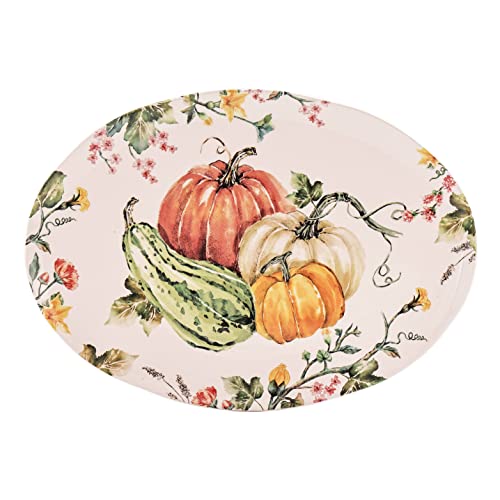 Pumpkin Feast Ceramic 16 inch Oval Platter