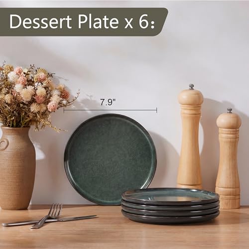 Ceramic 7.9 Inch Porcelain Dessert Plates Set of 6
