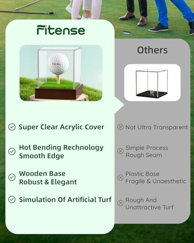 Single Golf Ball Acrylic Display Cube Wood Base with Tee