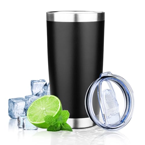 20oz Tumbler with Lid Double Wall Vacuum Insulated Travel Coffee Mug Stainless Steel Thermal Cup Powder Coated Sturdy Coffee Tumbler for Hot and Cold Beverage