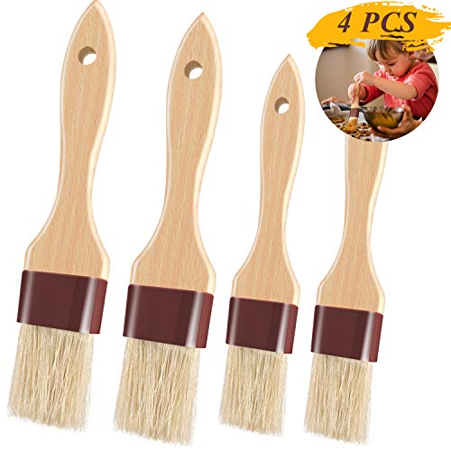 Pastry Brushes for Baking Basting Brush with Boar Bristles and Beech Hardwood Handles Culinary Oil Brush for Barbecue Butter Grill BBQ Sauce Baster Marinade Kitchen Food Cooking Brushes