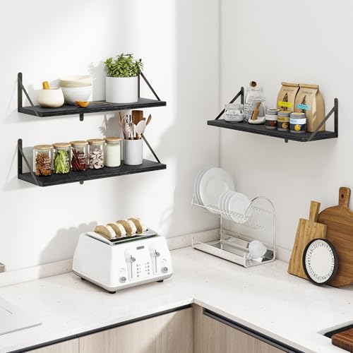 Floating Book Shelves for Wall (3 Count)