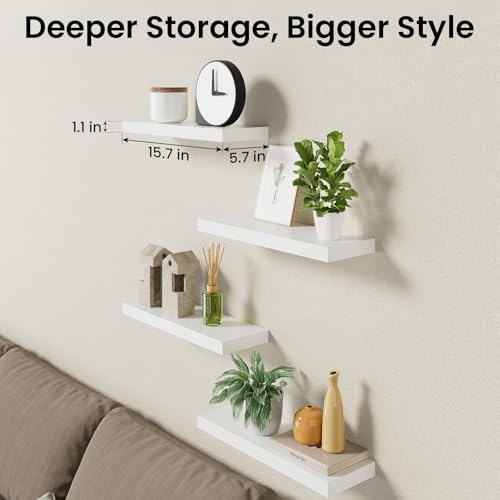 White Floating Shelves 15.7in