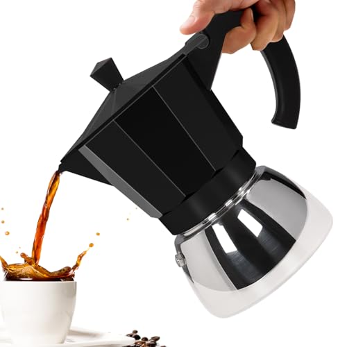 No Coating 6 Cup Aluminum and Stainless Steel Moka Pot Stovetop
