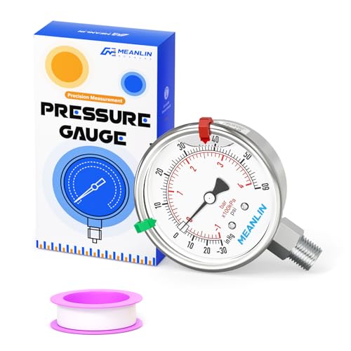 30inHG~60Psi Vacuum Pressure Gauge 316 Stainless Steel Joint 1