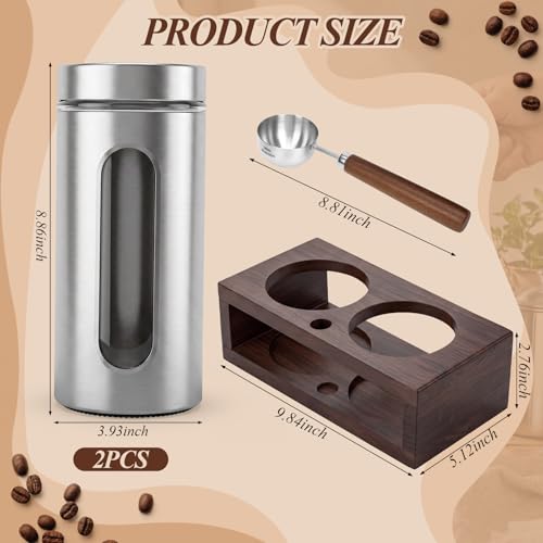 Stainless Steel Coffee Grounds Canisters Container with Shelf (2 Count)