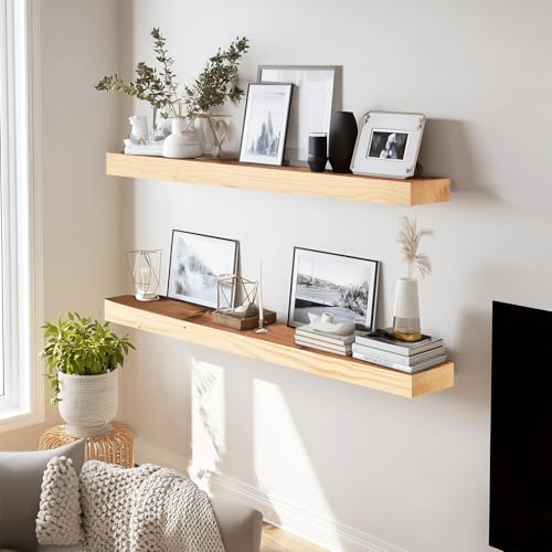 Solid Wood Floating Shelves (2 Count)