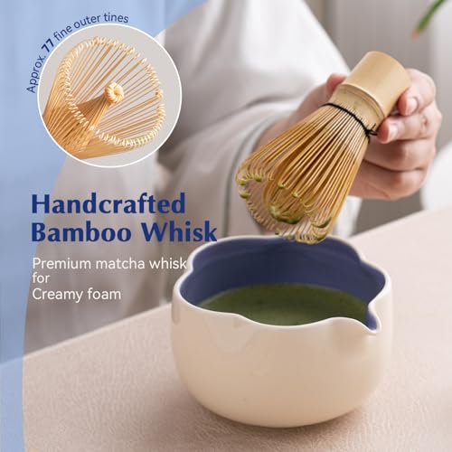 Matcha Set 8Pcs Floral Ceramic Matcha Kit with Matcha Whisk