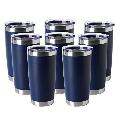 20oz Tumblers Bulk Stainless Steel Cup with Lid Double Wall Vacuum Insulated Coffee Mug for Cold & Hot Drinks 8 Pack (8 Count)
