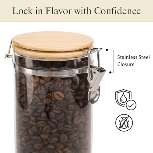 Glass Coffee Canister Coffee Containers for Ground Coffee Coffee Bean Storage Airtight Seal with Locking Clamp