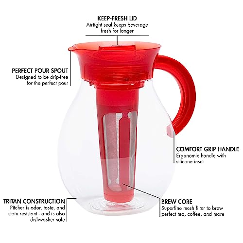 The Big Iced Tea Maker Tritan Plastic Infusion Beverage Pitcher with Leak Proof