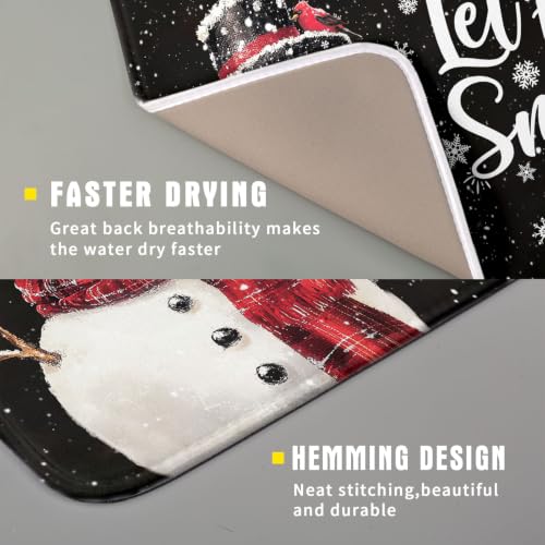 Winter Snowflakes Dish Drying Mat for Kitchen Counter