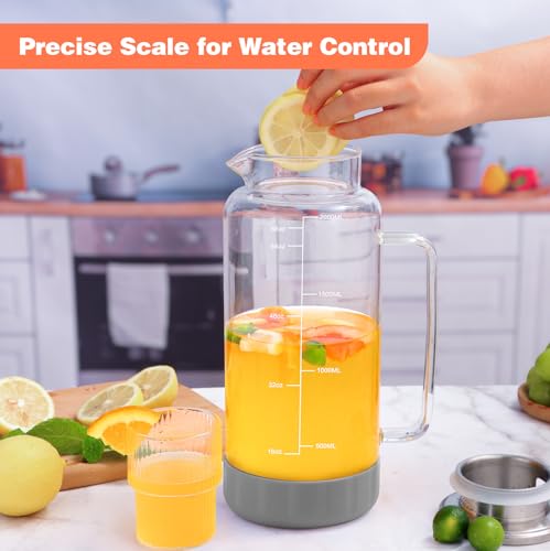 68oz Glass Pitcher with Lid and Handle for Fridge