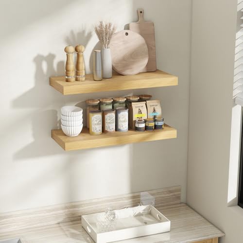 30 Inch Oak Floating Shelves for Wall (2 Count)