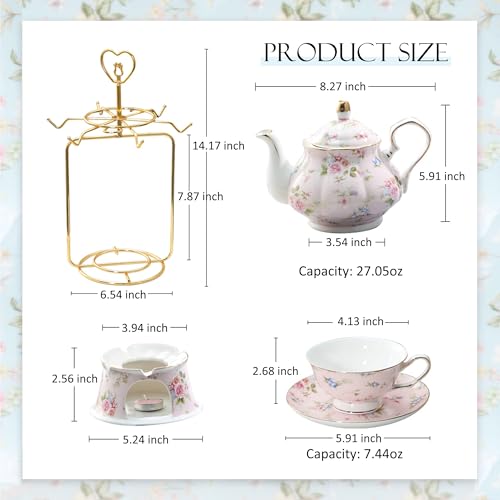 floral porcelain coffee cups set for 6 people