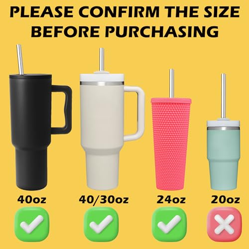6 Pack 12 Inch Reusable Metal Stainless Steel Straight Straw