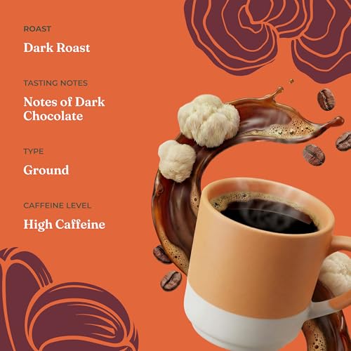 Organic High Caffeine Lion's Mane Ground Coffee (10 Ounce)