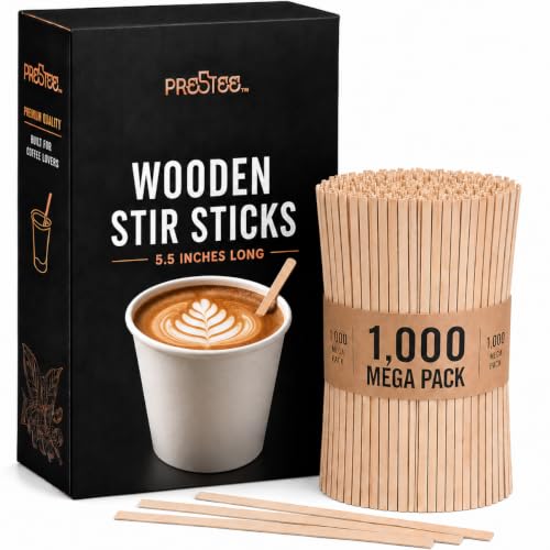 1000 Wooden Coffee Stirrer by Prestee (1000 Count)