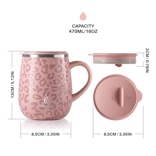 16 oz Insulated Coffee Mug with Lid and Handle