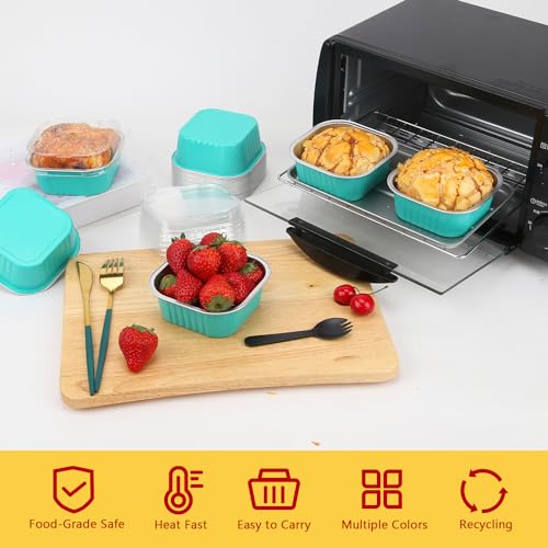80 Pack 10oz Mini Cake Pans with Lids and Spoons for Bake Sales (80 Count)