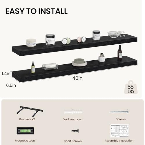 40 Inch Floating Shelves Wall Mounted for Display (2 Count)