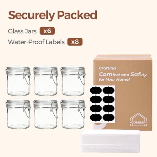 Small Mason Glass Jars with Airtight Lids 8 oz 6 Pack Pantry (6 Count)