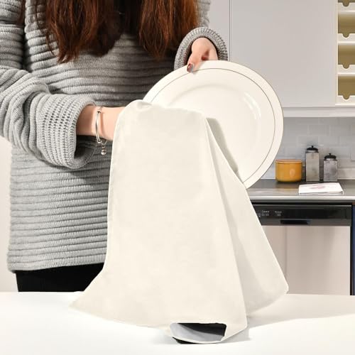 Kitchen Towels Cotton Solid Dish Cloths Kitchen Hand Towel Reusuable Dish Towel for Cleaning Tea Towels Set with Hanging Loop (6 Count)