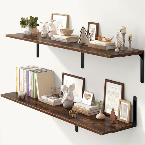 Rustic Brown 12 Inch Deep Floating Shelves Set of 2 (2 Count)