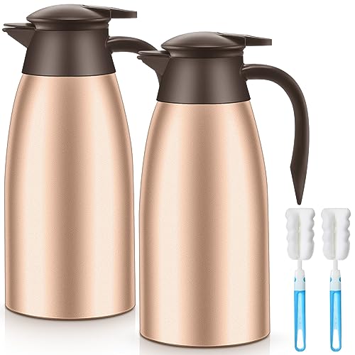 2 Pcs Thermal Coffee Carafe Insulated Stainless Steel Coffee Carafe for Hot Liquid Vacuum Thermal Pot Creamer Pitcher Dispenser with Brushes Keeping Hot Water Milk