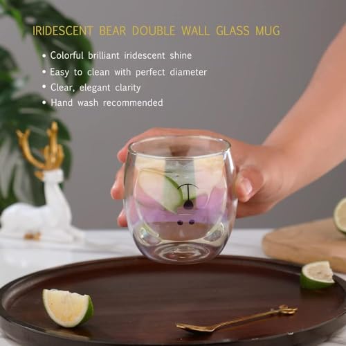 Cute Mugs Double Wall Glass Coffee Glass Cup Kawaii Bear Tea Milk Cup Funny Mug Animal Mug Aesthetic Cup for Office and Personal Birthday Gift