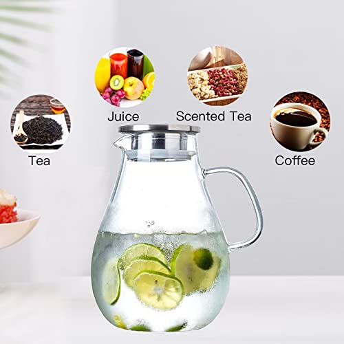 84.5oz Borosilicate Glass Teapot with 304 Stainless Steel Lid & Built