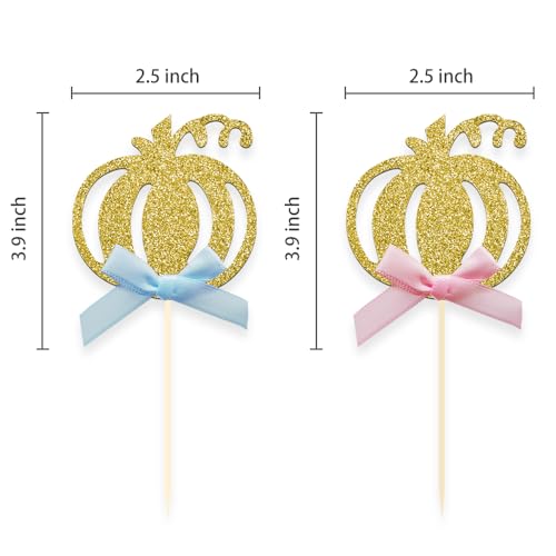 24pcs Pumpkin Gender Reveal Cupcake Toppers (24 Count)