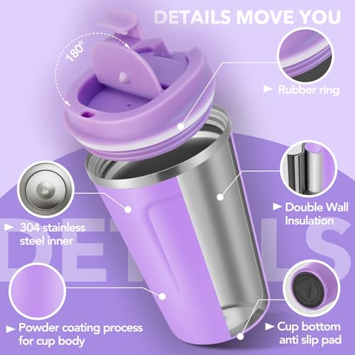 12 oz Double Wall Insulated Vacuum Travel Coffee Mug with Flip Lid Bulk 4 Pack (4 Count)
