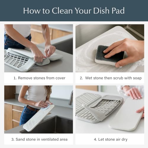 Home Collapsible Dish Drying Rack with Stone Dish Pad