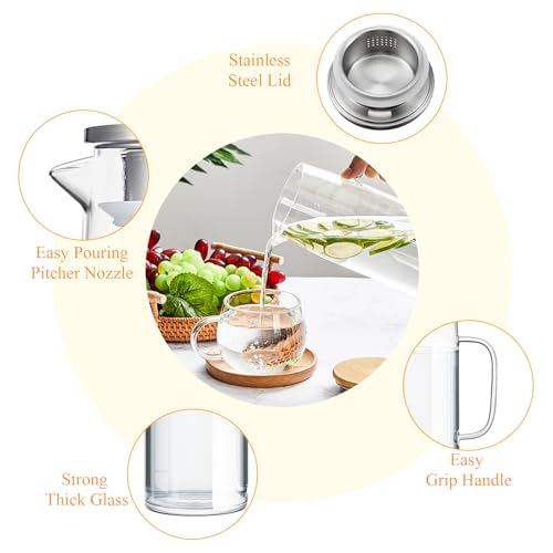 2 Sets Glass Pitcher with Lid (2 Count)