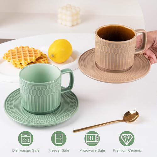 8oz Cappuccino Cups with Saucers Set of 4 (4 Count)