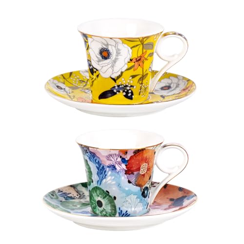 Tea Cups and Saucers Set of 2 (2 Count)